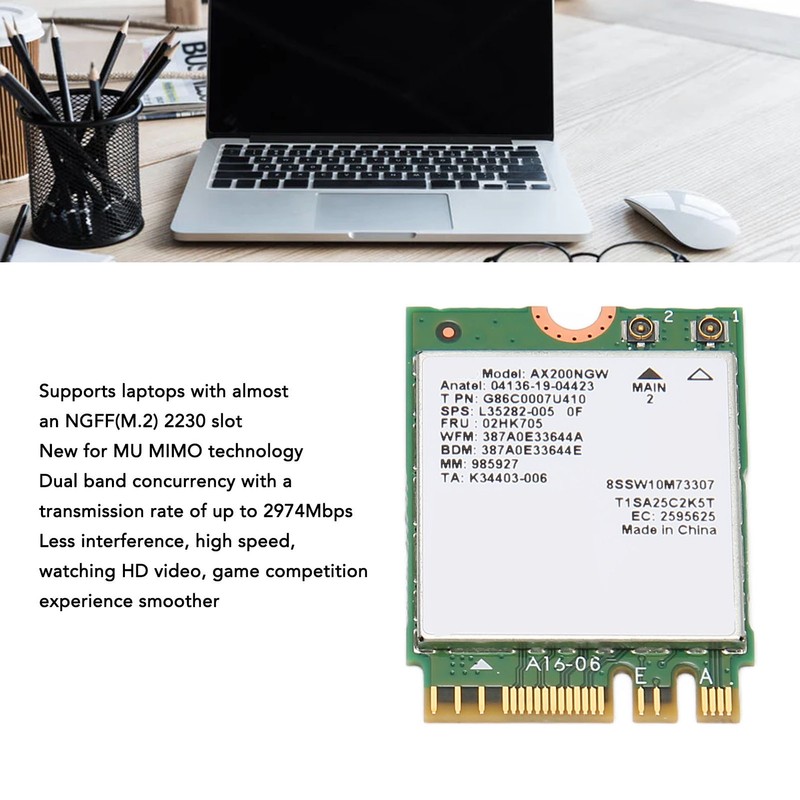 WiFi 6 Network Card for Intel AX200NGW 802.11ax Bluetooth 5.2