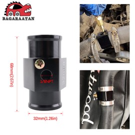 BAGARAATAN Aluminum Water Temp Meter Temperature Gauge Joint Pipe Radiator Sensor Adaptor Attachment Hose Clamps （32mm/1/8''NPT）