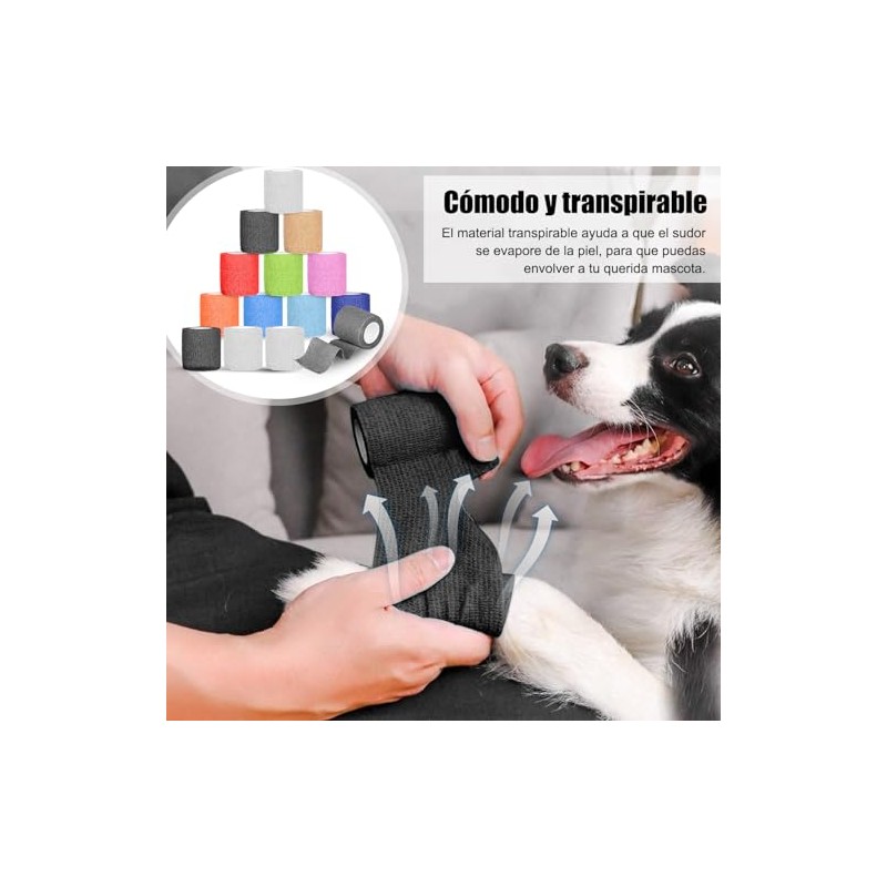14 Roll Vendajes Autoadhesivos, Cinta Elástica Autoadherente y Transpirables. Venda
