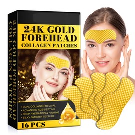 TEEROVA Forehead Wrinkle Patches 16 Pcs, Hydrating Collagen Forehead Patches for Wrinkles, Anti Wrinkle Patches for Smooth Frown Lines (24K Gold)
