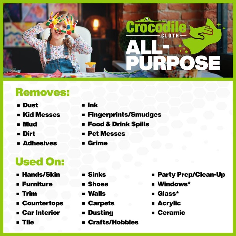 Crocodile Cloth All-Purpose Cleaning Wipes – 80 Count, 15"x10" Extra