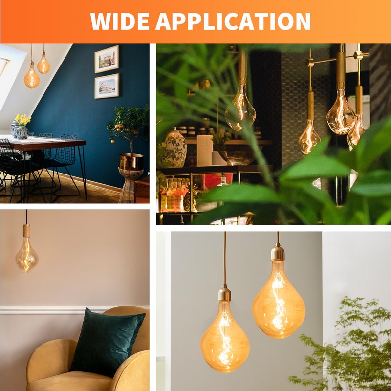 ALAMPEVER Dimmable LED Decorative Oversized Edison Bulbs 25W, 2200K Warm