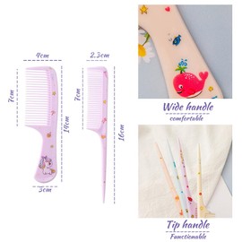 Bmeigo 4pcs Kids Hair Brush Set for Girls Boys - Toddler Hair Combs Wide Tooth Rat Tail Hair Styling Brushes Baby Comb Kit for Children Curly Straight Long Hair, Purple + Yellow