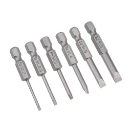 uxcell Slotted Bits Set 6pcs 1/4 Inch Hex Shank SL2-SL6 Magnetic Screwdriver Bit Set 50mm Length S2 Screw Driver Kit Tools