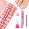 240PCS Pink False Toenails, French Style Press on Toe Nails