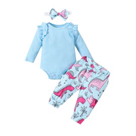 VINUOKER Preemie Newborn Baby Girls Outfits Infant Baby Girl Clothes Newborn Girl Dinosaur Outfits