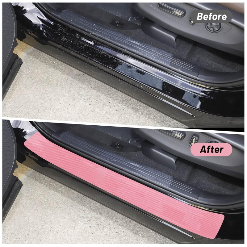 LANZMYAN 4PCS Car Door Sill Protector 3D Carbon Fiber for