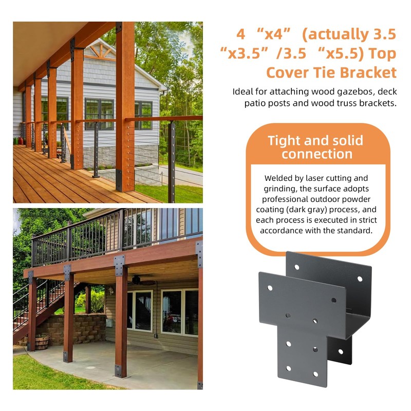 Fepinc 4x4 Post Cap Tie Bracket, (Actual 3.5"x3.5") Wood Gazebo
