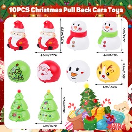 LOKIPA 10PCS Christmas Pull Back Cars Toys, Christmas Toy Cars Bulk Mini Christmas Cars Toys Christmas Car Party Favors Gifts for Christmas Stocking Stuffers