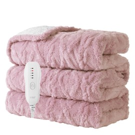 Aheadpret Heated Blanket-Electric Blanket 50"x60" Soft Heated Throw Blanket with 5 Heating Levels & 3 Hours auto-Off,Machine Washable(Pink