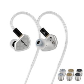 HiFiGo Kefine Klean SV in Ear Monitor,10mm DLC Diaphragm Dynamic Driver IEM HiFi Earphones,Wired Gaming Earbuds with Replaceable Nozzles,Detachable Silver-Plated Cable for Audiophile (3.5mm, Sliver)