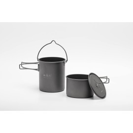 Titanium Stackable 750ml Pot & 420ml Bowl Set with Bail Handle – Space-Saving, Lightweight, Ideal for Outdoor Cooking