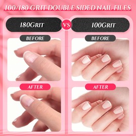 D Nail Files 100/180 Grit Emery Boards -12 PCS Double Sided Professional Nail File Kit Fingernail Files Kit Buffer Block for Natural & Acrylic Nails Manicure Pedicure Care Set