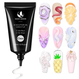 3D Gel Nail Art Sculpting Gel Nail Glue 30g Non Wipe Clear Sculpting Gel for Nail art Hand Modeling Gel Building Gel Carving Nail Extension Sculpture and Decoration Soak Off UV/LED Nail Art DIY