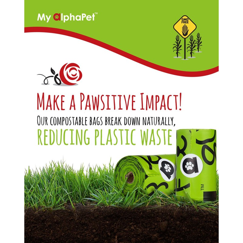 My AlphaPet Compostable Dog Poop Bags, Cornstarch Eco-Friendly, HOME COMPOST