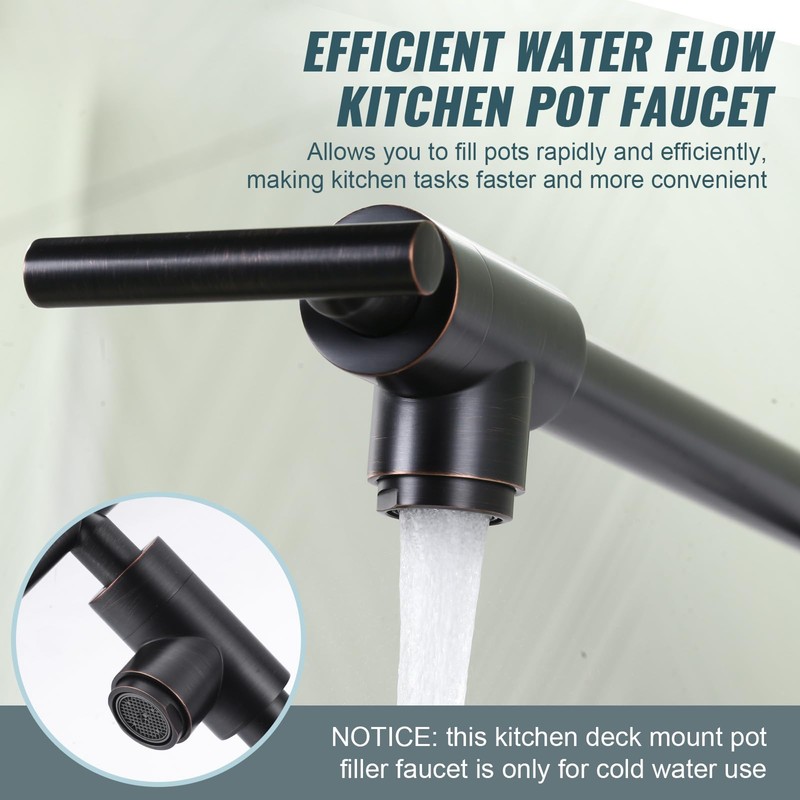 Brass Folding Pot Filler - Deck Mount Faucet for Kitchen