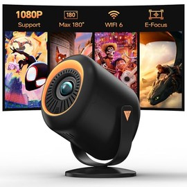 Projector with Wifi and Bluetooth Native 1080P, 4K Supported, Home Movie Projector with HDMI, USB, Type‑C, Compatible with Smartphone/ Tablet/ Laptop/