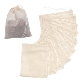 Muslin Bags, 30 Pcs Reusable Tea Bags, 100% Cotton Muslin Drawstring Bags, 10 * 8cm Muslin Bags for Cooking, Reusable Mesh Bags Tea Coffee Filter Spices Storage, Spice Bag