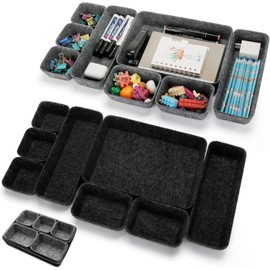 NINGYER 16 Stück Filz Organizer, Schubladen Organizer Filz, Organizer Schublade Büro Filz, Geeignet für Büro, Badezimmer, Schminktisch, Schlafzimmer (2 Farben, 4 Größen)