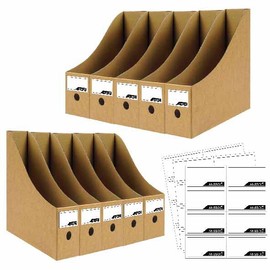 12 Pack Cardboard Magazine Holder Premium Magazine File Holder Brown Magazine Organizer, Magazine Storage Box, Large Volume Magazine File Organizer as Book Bins or Folder Holder for Desk (Brown)