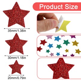cobee Pack of 270 Glitter Stars Foam Stickers, Colourful Star Stickers Foam Rubber, 3 Sizes, Star Stickers, Confetti Christmas Glitter Star Scatter Decoration for Scrapbooks, Greeting Cards, DIY