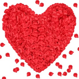 enttgo 2000 Pcs Rose Petals, Artificial Flower Petals Fake Rose Petals Silk Red Rose Petals for Romantic Night,Wedding,Proposal Anniversary Flower Decorations (Red)