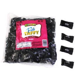 Black Foils Chewy Filled Sweet and Sour Candy, 1-Pound Bag of Black Color Themed Kosher Candies Individually Wrapped Cherry Fruit-Flavored Taffies (NET WT 454g, About 112 Pieces)