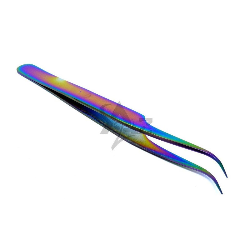 Stainless Steel Jeweler Style Tweezers #7 Multi Titanium Rainbow Color