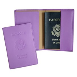 Royce Leather Passport Holder and Travel Document Organizer in Leather, Purple 3, One Size