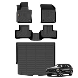 Binmotor-All Weather Car Floor Mats & Cargo Liner Set for Volvo XC60 2018-2025 (for T5/T6, Not for Recharge/Hybrid), TPE Rubber Liners Cargo Trunk Mat for Volvo XC60 Accessories
