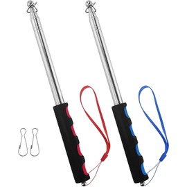 LTISHABILTD 6.5ft (200cm) Telescopic Handheld Flagpole, 2 Pcs Retractable Banner Pole Portable Tour Guide Flag Pole Pointer Stainless Steel Teaching Pointer Stick for Tour Guide Teaching (Blue & Red)