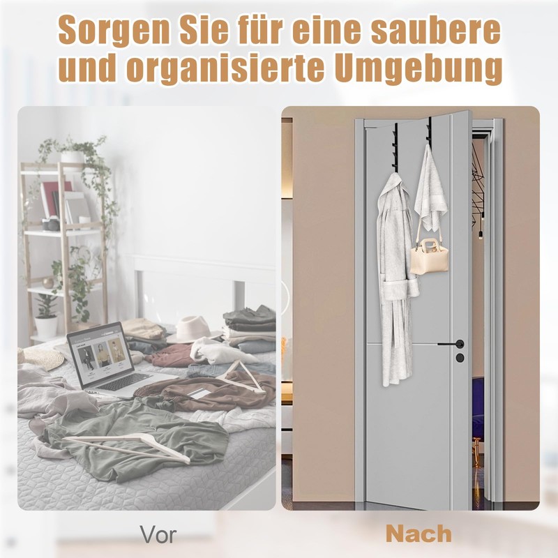 ZYNERY 6 x 5 Hooks Door Coat Rack, Stainless Steel,