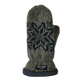 BRUCERIVER Women Snowflake Knit Mittens with Warm Thinsulate Fleece Lining Size S (Blue Grey)