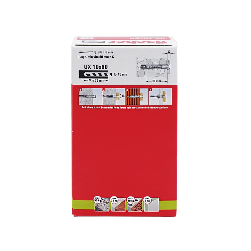 fischer 25 dowels UX, 10 x 60 mm, for Wall,