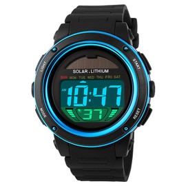 MASTOP Digital Led Back Light Solar Powered Sporty Watches Week Alarm Chronograph Wrist Watch Women