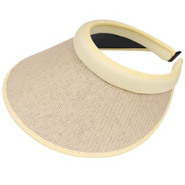 Clape Women's Straw Sun Hat UV Protection Cap Outdoor Golf Travel Tennis Visor Cap Straw Sun Visor with Clip, Beige