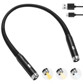 HHUWRUL LED Neck Reading Light, Bendable Neck Light, 3 Colors & 3 Brightness Adjustable, 60-hr Lasting Rechargeable Lamp, Perfect for Book Lovers, Crafting, Knitting, and Repairing