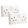 SHPELEC® Square Edge White 13A 2 Gang Switched Socket with