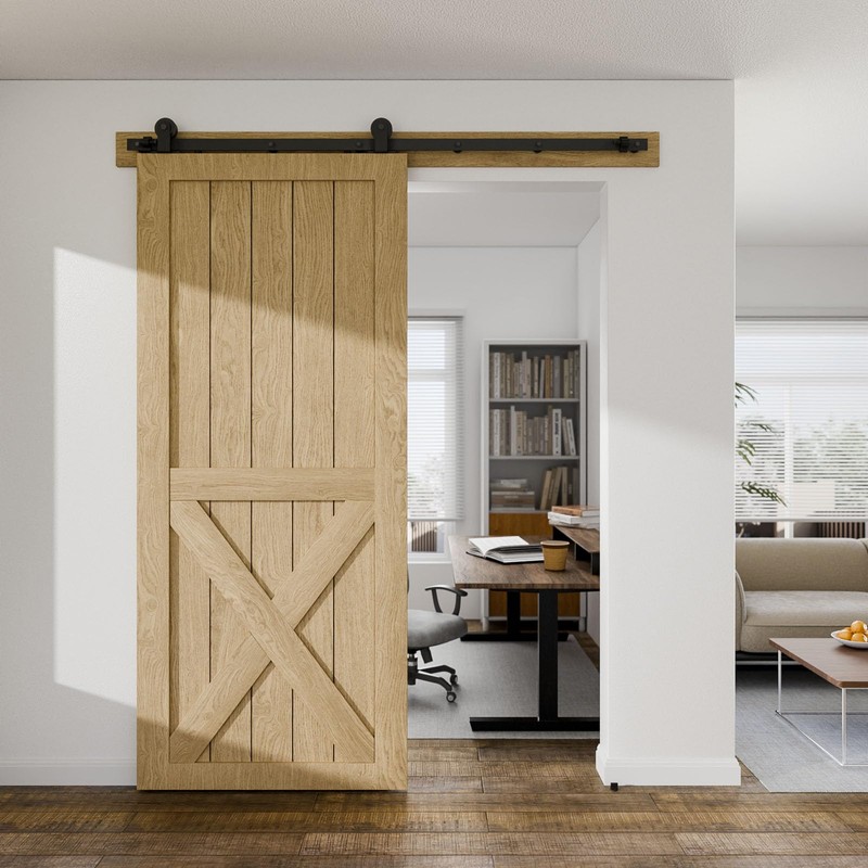 BONIKLUBA 72" Sliding Barn Door Hardware Kit,Heavy Duty Top Mount