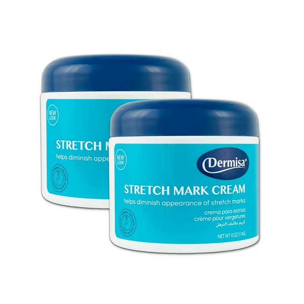 Dermisa Stretch Mark Cream | With Cocoa Butter, Vitamin E, Collagen & Elastin | 4 OZ | Pack of 2