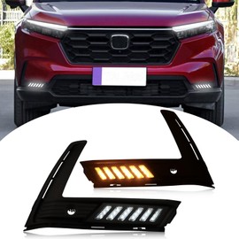 BINQIGOO LED Front Bumper Fog Light Compatible with Honda CR-V CRV 2023 2024 Daytime Running Lights Amber Turn Signal Replacement Lamp (FRONT FOG LIGHT)