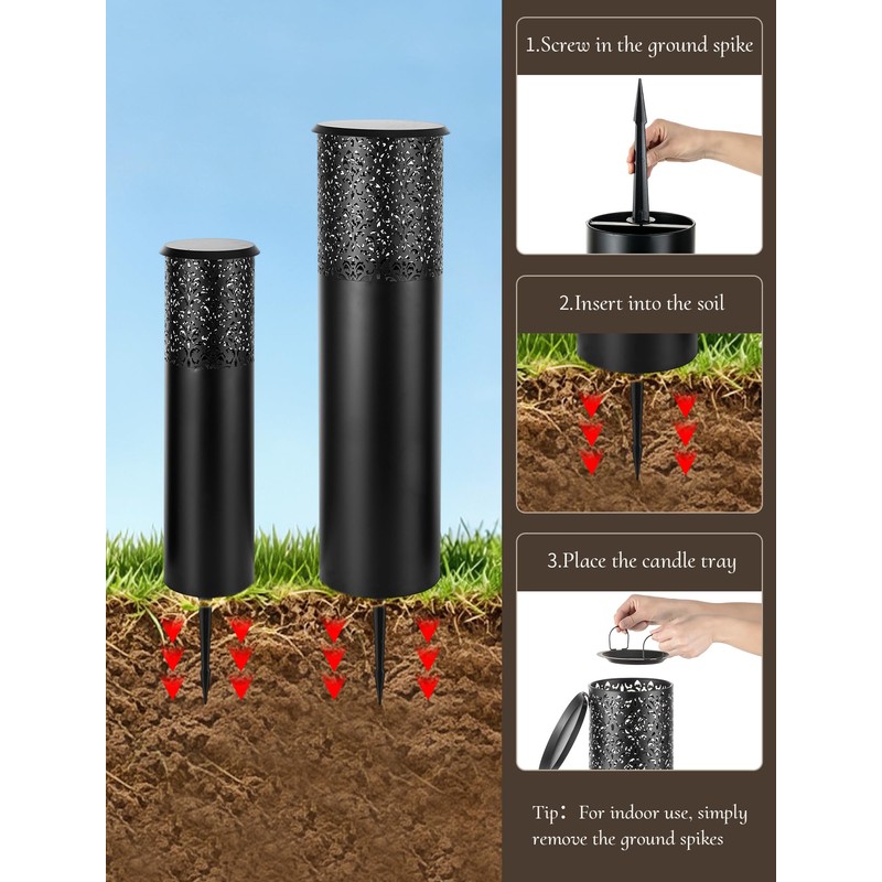 Inweder Tall Floor Candle Holders: 23.8"/31.5" Lanterns Decorative Outdoor