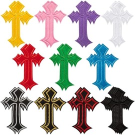48 Pcs Cross Patches, Iron On Embroidered Patchs (11 Color)