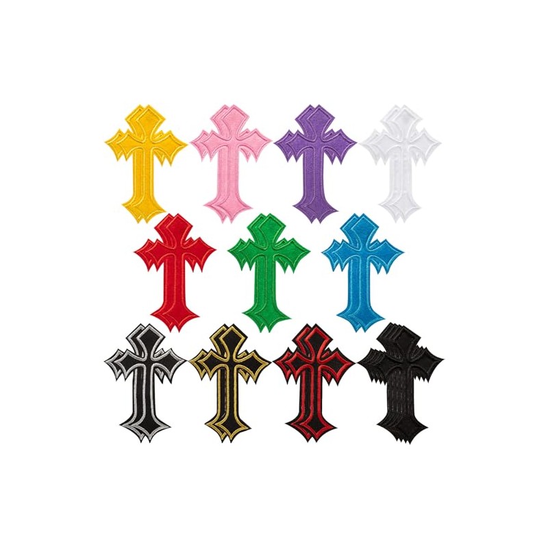 48 Pcs Cross Patches, Iron On Embroidered Patchs (11 Color)