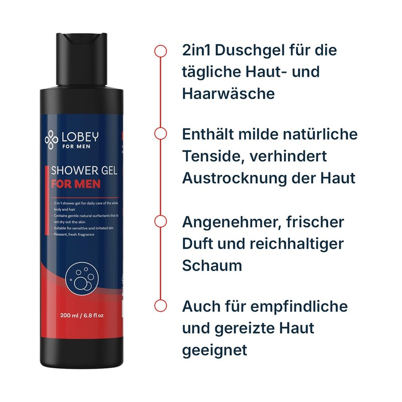 LOBEY Duschgel für Männer – Sanftes Duschgel mit Zitrusduft und