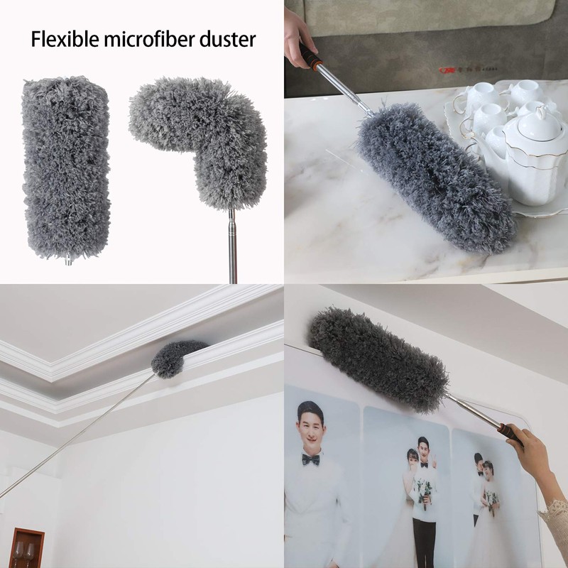 Midoneat Lambswool Duster with Extra Flexible Microfiber Head,Long Reach/Extendable Duster