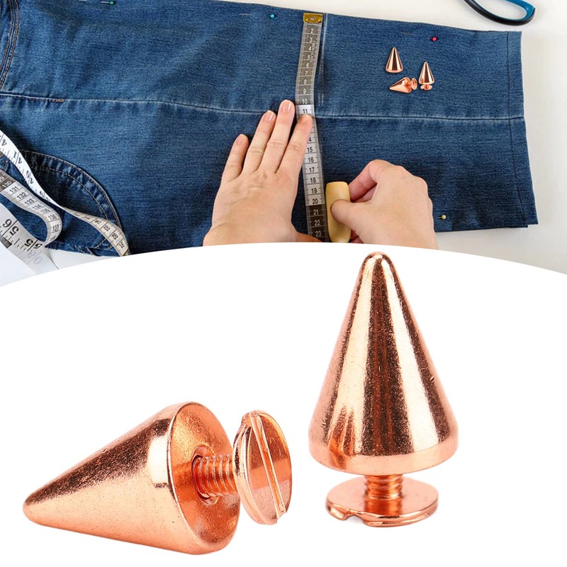 100 Sets Punk Cone Spikes Studs Electroplating Rose Gold Punk