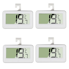 4-teiliges digitales Kühlschrank-Kühlschrank-Thermometer, Mini-Gefrierschrank-Thermometer, Raumthermometer mit Haken, großes LCD-Display °C/°F, umwandelbar mit Aufhängehaken für Küche, Zuhause