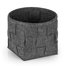 N8WERK Felt Storage Basket 24 x 24 x 24 cm Ideal for Storing Firewood & Magazines Durable & Versatile Foldable Storage Basket Suitable for Shelves [Dark Grey]