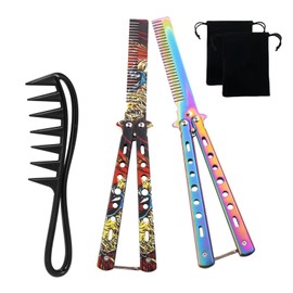 CYUaoao Pack of 3 Butterfly Style Comb, Foldable Pocket Comb, Butterfly Comb, Shark Tooth Comb, Highlight Comb for Hair Styling Accessories, Training, Various Types of Hair